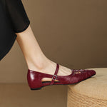 EITHNE | Pointed Lattice-Cut Mary Jane Flats