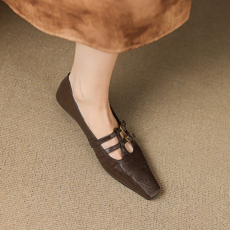 CONSTANCE | Brogued Double-Strap Mary Jane Flats