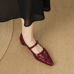 EITHNE | Pointed Lattice-Cut Mary Jane Flats