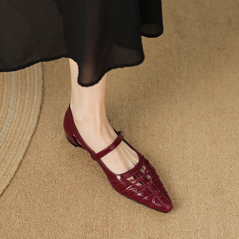 EITHNE | Pointed Lattice-Cut Mary Jane Flats