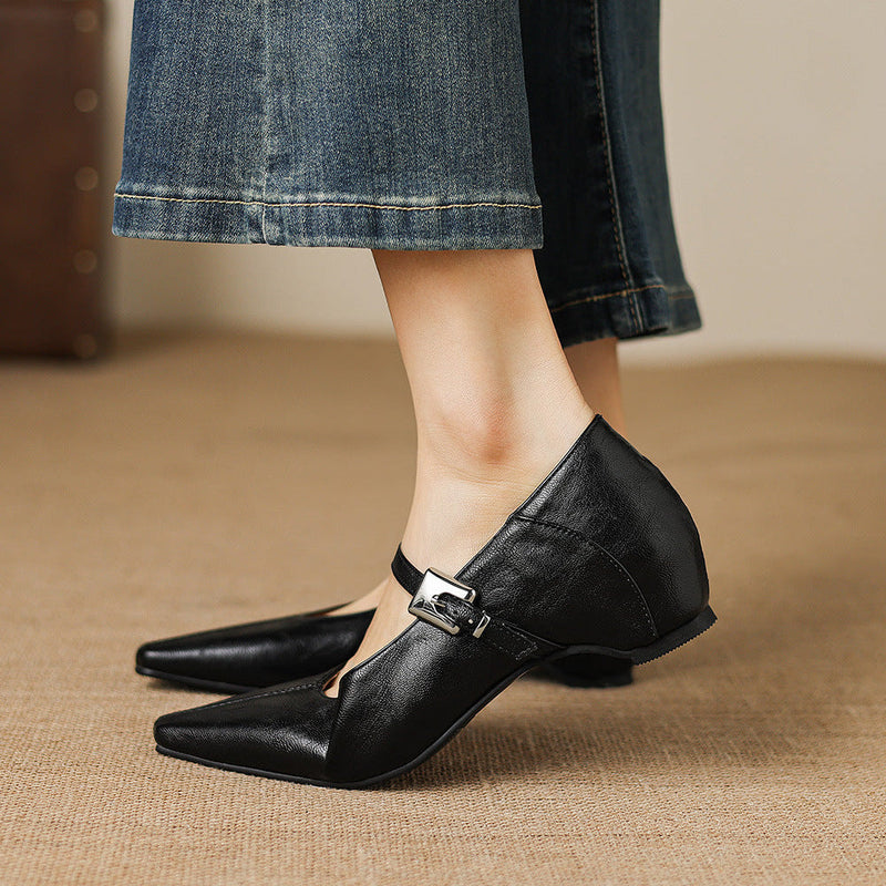 AGNES | Pointed-Toe Mary Jane Flats