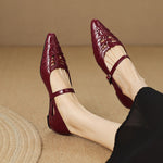 EITHNE | Pointed Lattice-Cut Mary Jane Flats