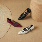 EITHNE | Pointed Lattice-Cut Mary Jane Flats