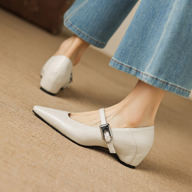 AGNES | Pointed-Toe Mary Jane Flats