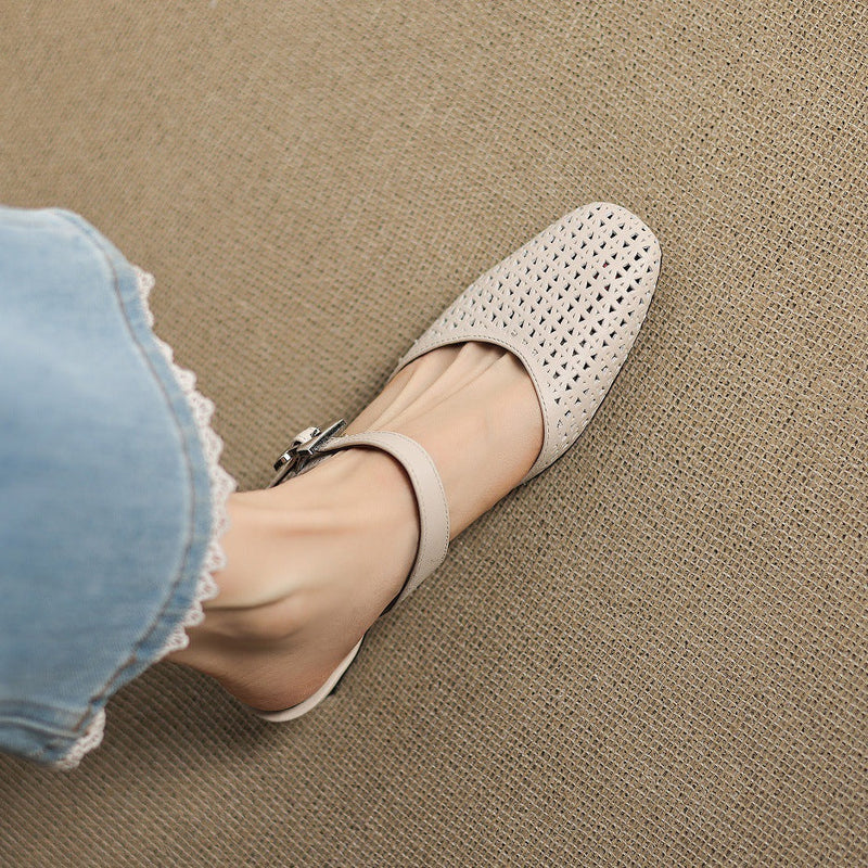 EDITH | Perforated Mary Jane Mules