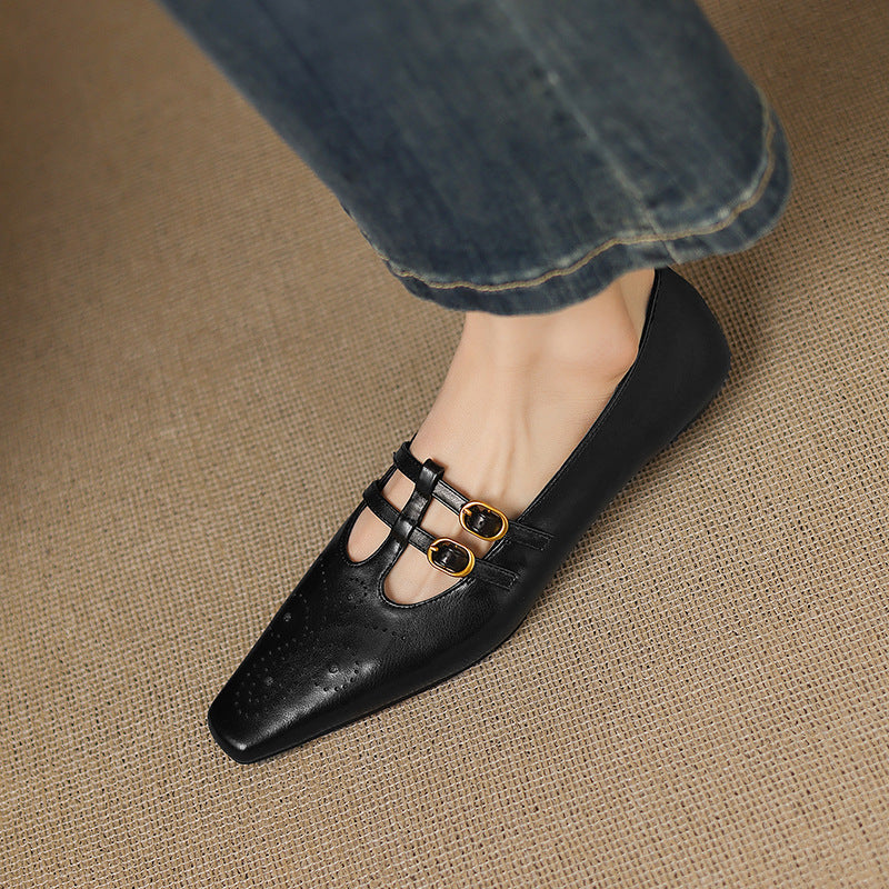 CONSTANCE | Brogued Double-Strap Mary Jane Flats