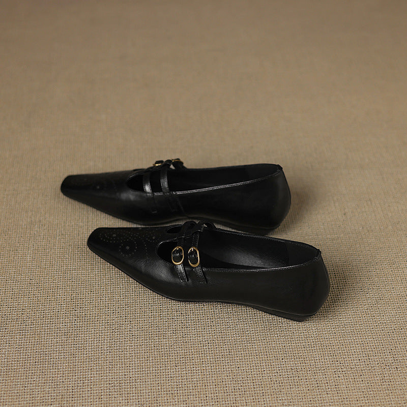 CONSTANCE | Brogued Double-Strap Mary Jane Flats