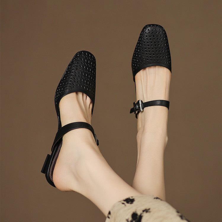 EDITH | Perforated Mary Jane Mules