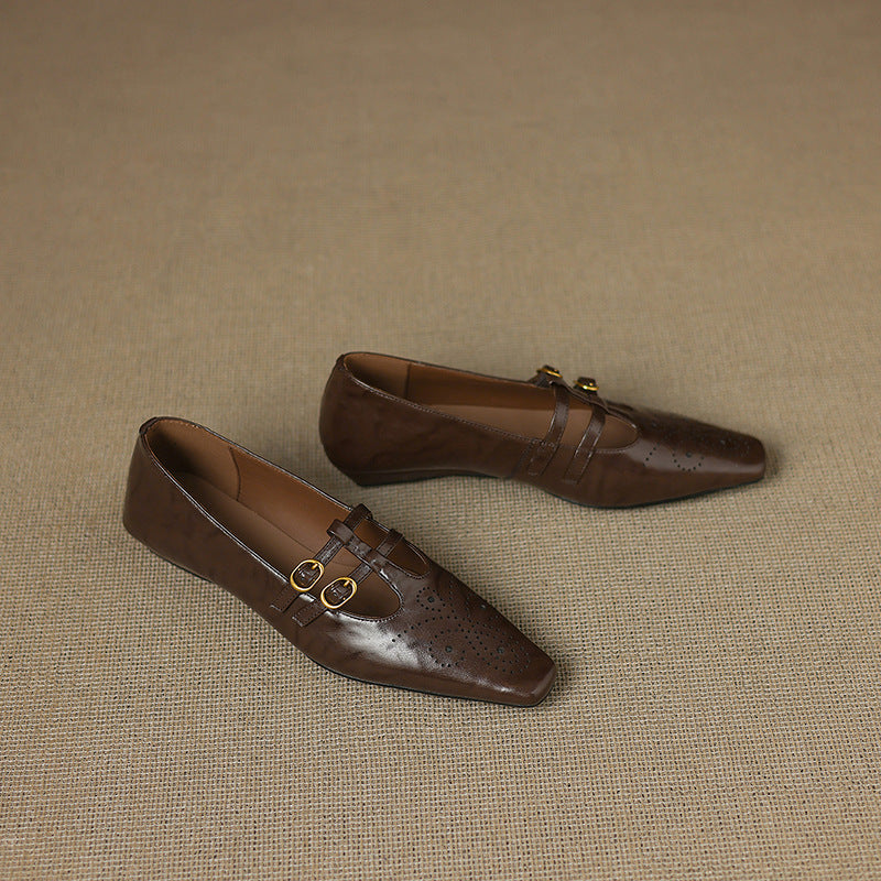 CONSTANCE | Brogued Double-Strap Mary Jane Flats