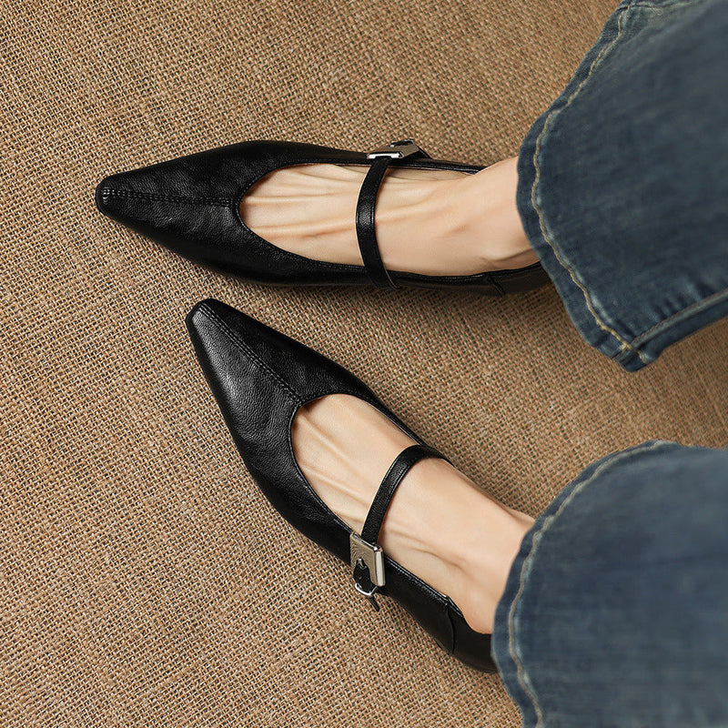 AGNES | Pointed-Toe Mary Jane Flats
