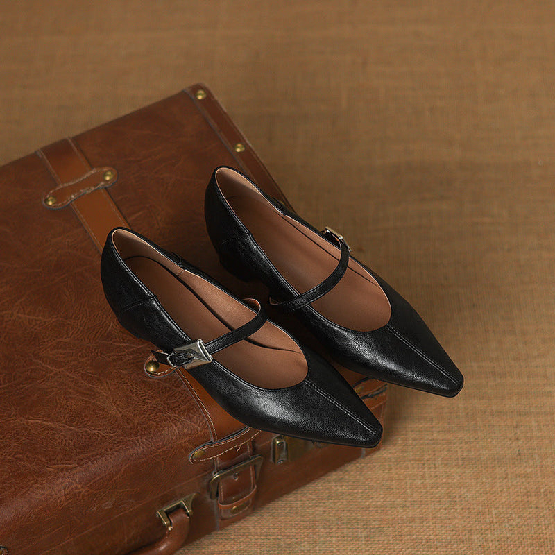 AGNES | Pointed-Toe Mary Jane Flats