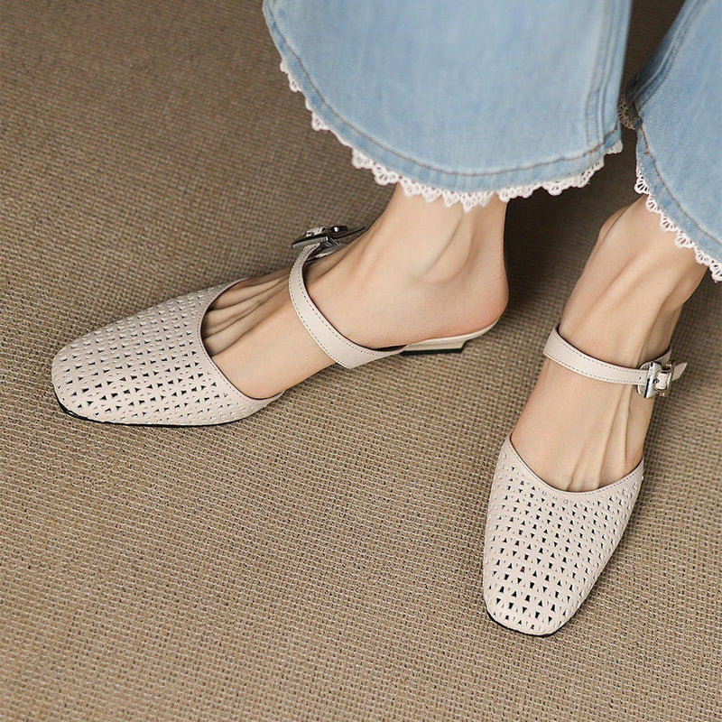 EDITH | Perforated Mary Jane Mules