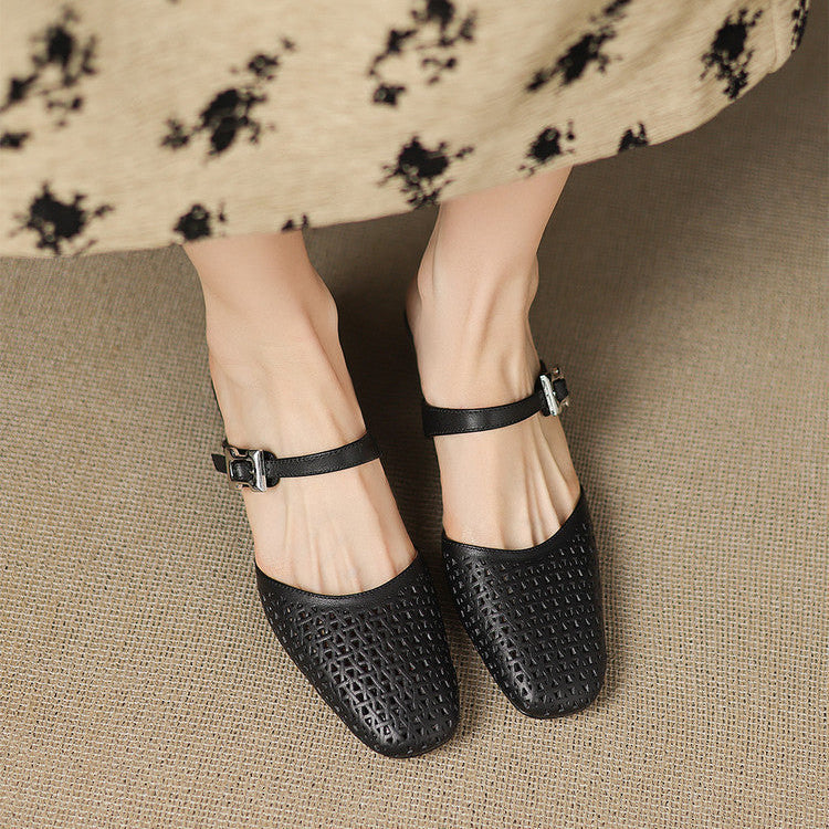 EDITH | Perforated Mary Jane Mules