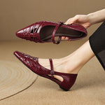 EITHNE | Pointed Lattice-Cut Mary Jane Flats