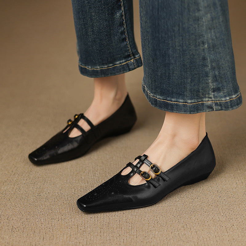 CONSTANCE | Brogued Double-Strap Mary Jane Flats
