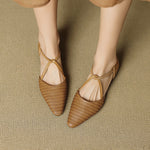 BEATRICE | Woven T-Strap Mary Jane Heels