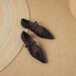 EITHNE | Pointed Lattice-Cut Mary Jane Flats