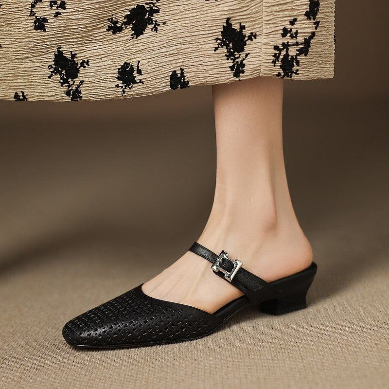 EDITH | Perforated Mary Jane Mules