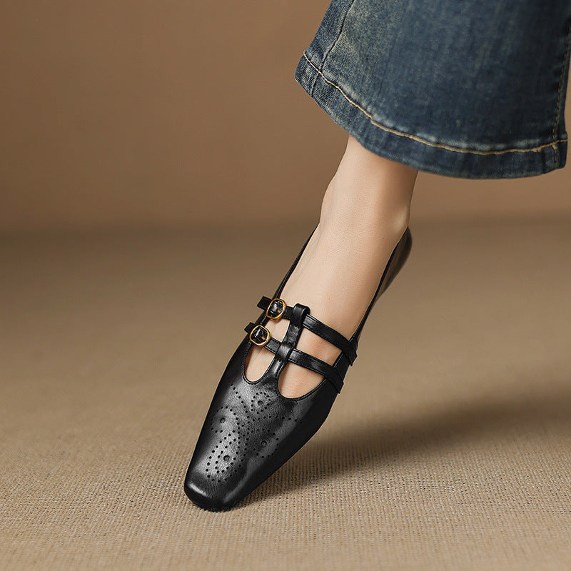 CONSTANCE | Brogued Double-Strap Mary Jane Flats
