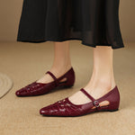 EITHNE | Pointed Lattice-Cut Mary Jane Flats