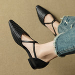 BEATRICE | Woven T-Strap Mary Jane Heels
