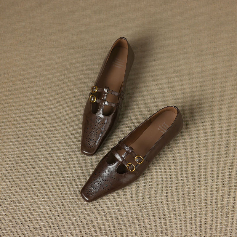 CONSTANCE | Brogued Double-Strap Mary Jane Flats