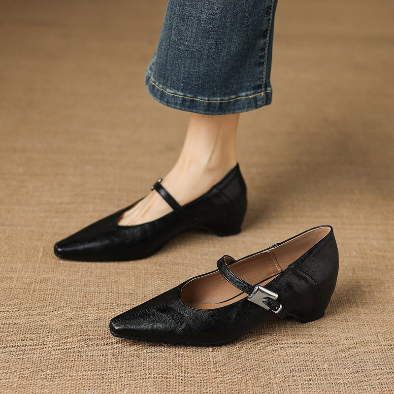 AGNES | Pointed-Toe Mary Jane Flats