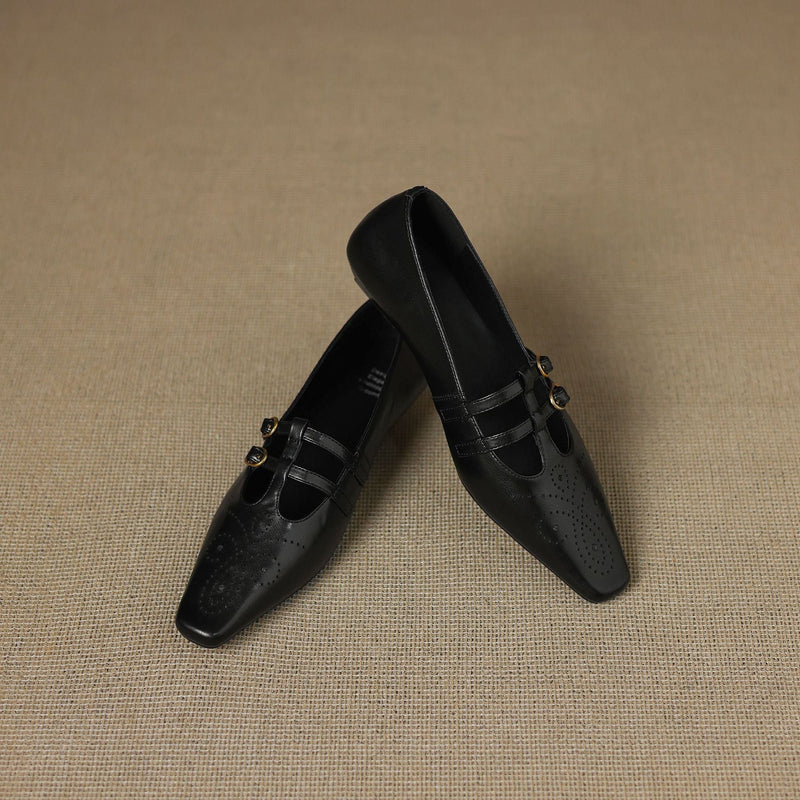CONSTANCE | Brogued Double-Strap Mary Jane Flats