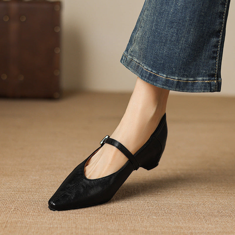 AGNES | Pointed-Toe Mary Jane Flats