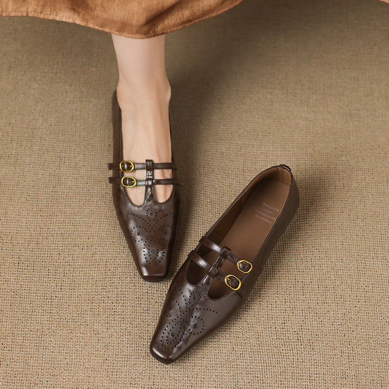 CONSTANCE | Brogued Double-Strap Mary Jane Flats