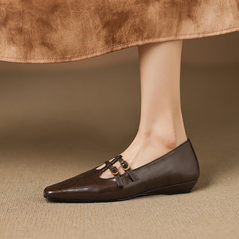 CONSTANCE | Brogued Double-Strap Mary Jane Flats