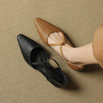 BEATRICE | Woven T-Strap Mary Jane Heels