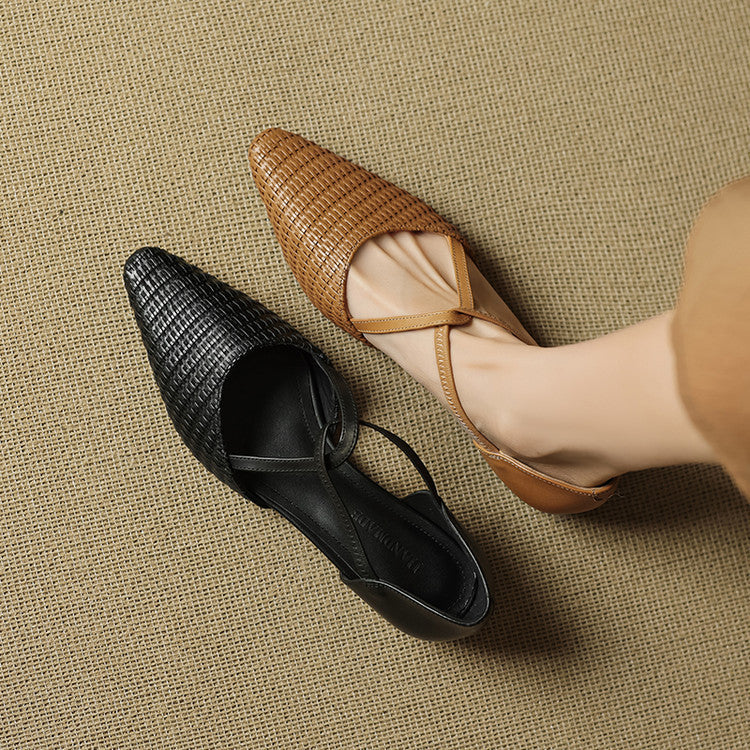 BEATRICE | Woven T-Strap Mary Jane Heels