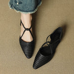 BEATRICE | Woven T-Strap Mary Jane Heels