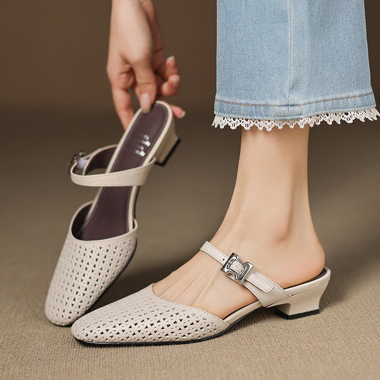 EDITH | Perforated Mary Jane Mules