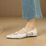EITHNE | Pointed Lattice-Cut Mary Jane Flats