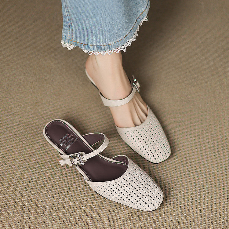 EDITH | Perforated Mary Jane Mules