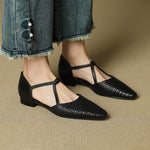 BEATRICE | Woven T-Strap Mary Jane Heels