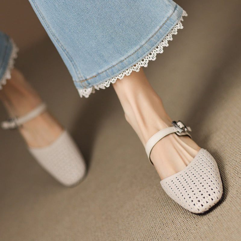 EDITH | Perforated Mary Jane Mules