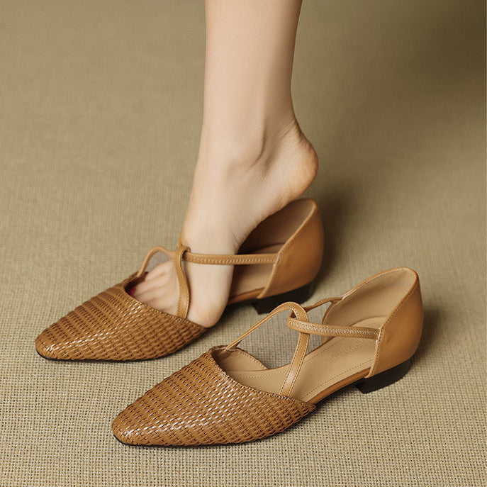 BEATRICE | Woven T-Strap Mary Jane Heels