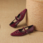 EITHNE | Pointed Lattice-Cut Mary Jane Flats