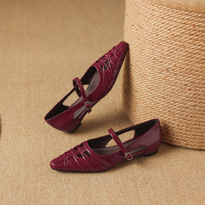EITHNE | Pointed Lattice-Cut Mary Jane Flats
