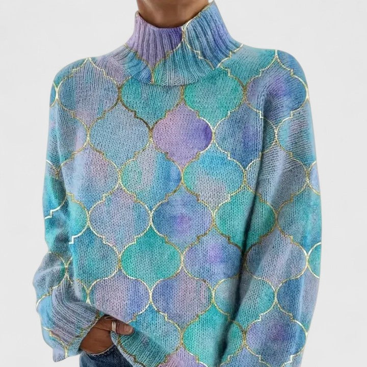 Noor | Pastelkleurige Patrooncoltrui