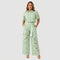 Isabella | Lace Crop Shirt & Tie-Waist Trousers Set
