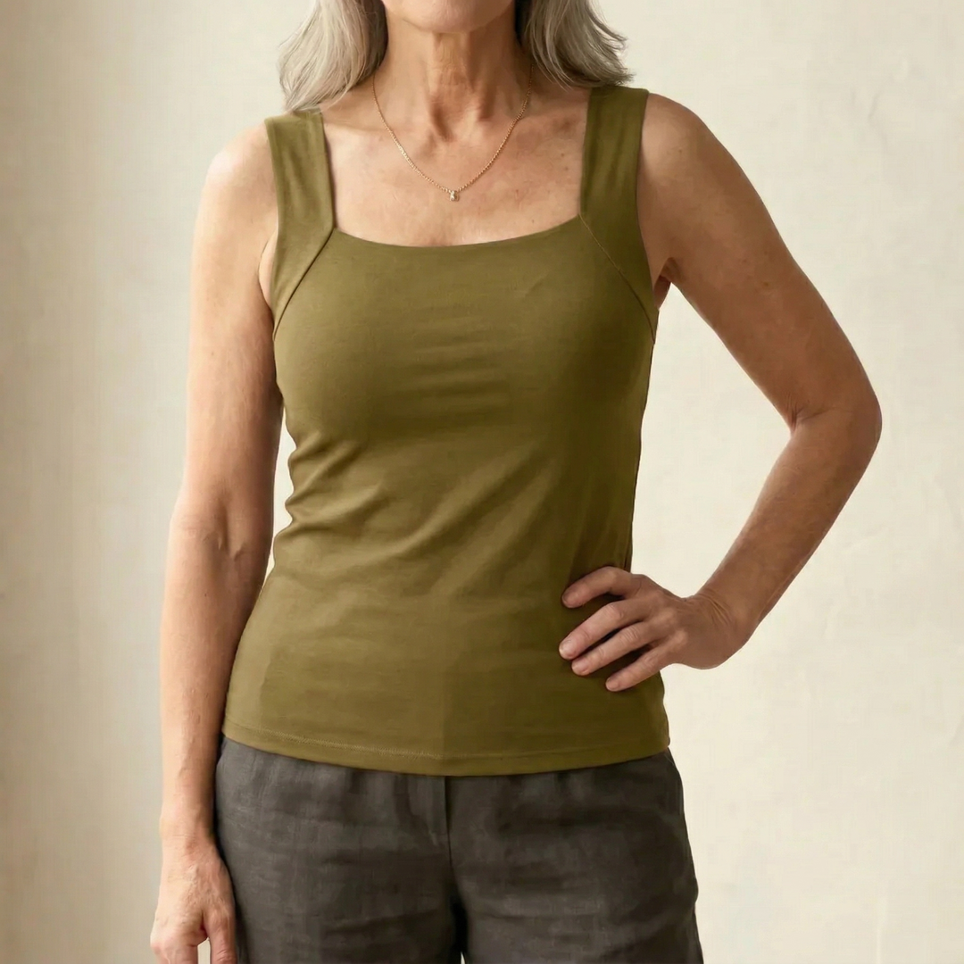 Fleur tanktop met ingebouwde bh in groen