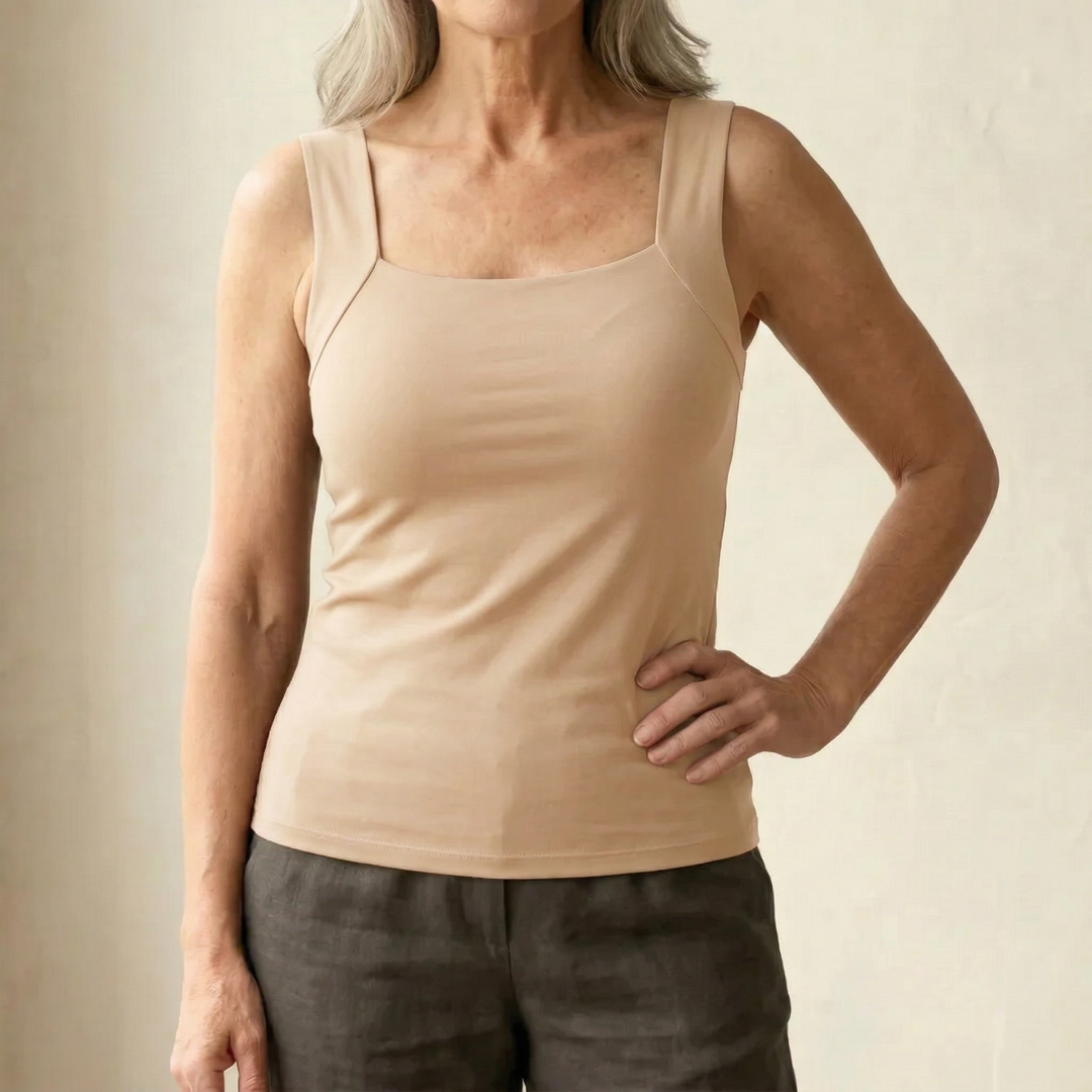 Fleur tanktop met ingebouwde bh in nude