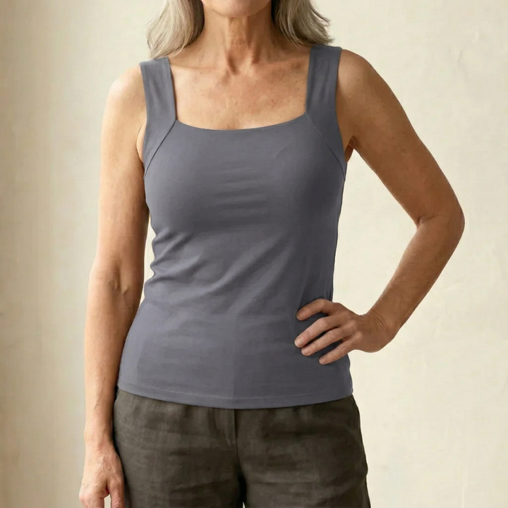 Fleur tanktop met ingebouwde bh in grijs