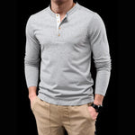 Henley Heren Shirt Met Lange Mouwen