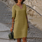 Cassie | Notch Neck Half-Sleeve Shift Dress