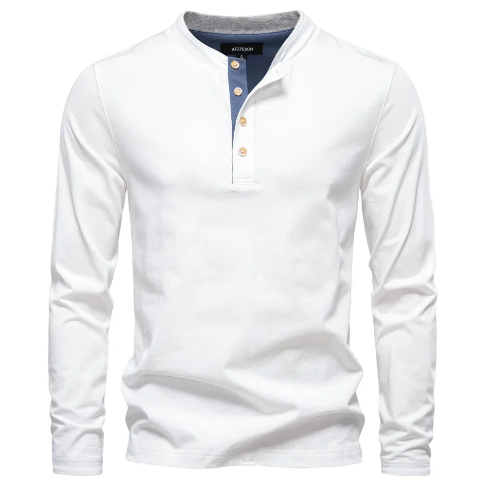 Henley Heren Shirt Met Lange Mouwen